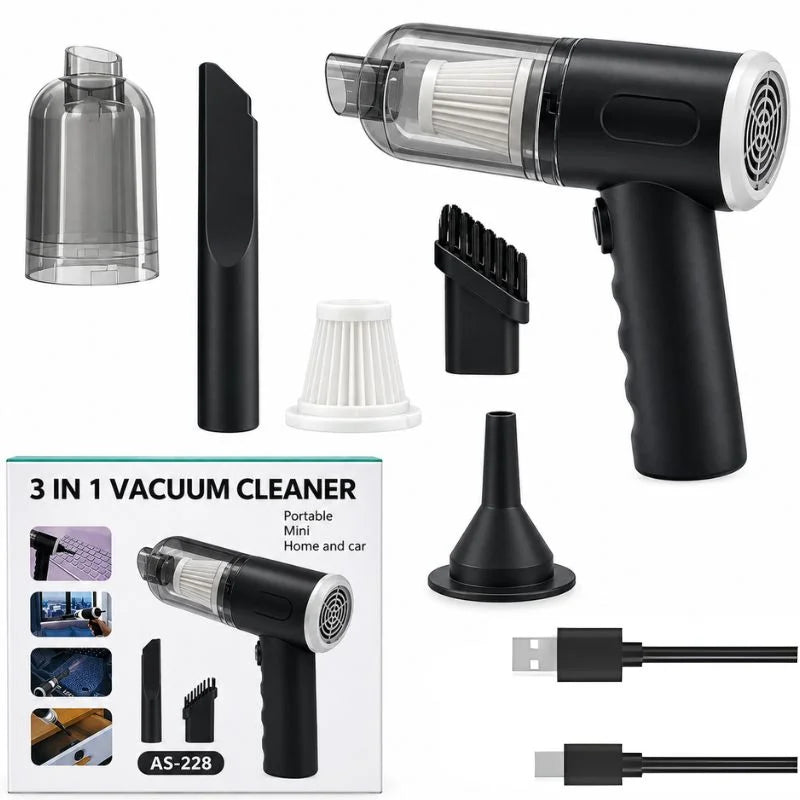 3-in-1 Portable Vacuum Cleaner, Duster & Air Blower | Wireless Handheld Cleaning for Car & Home